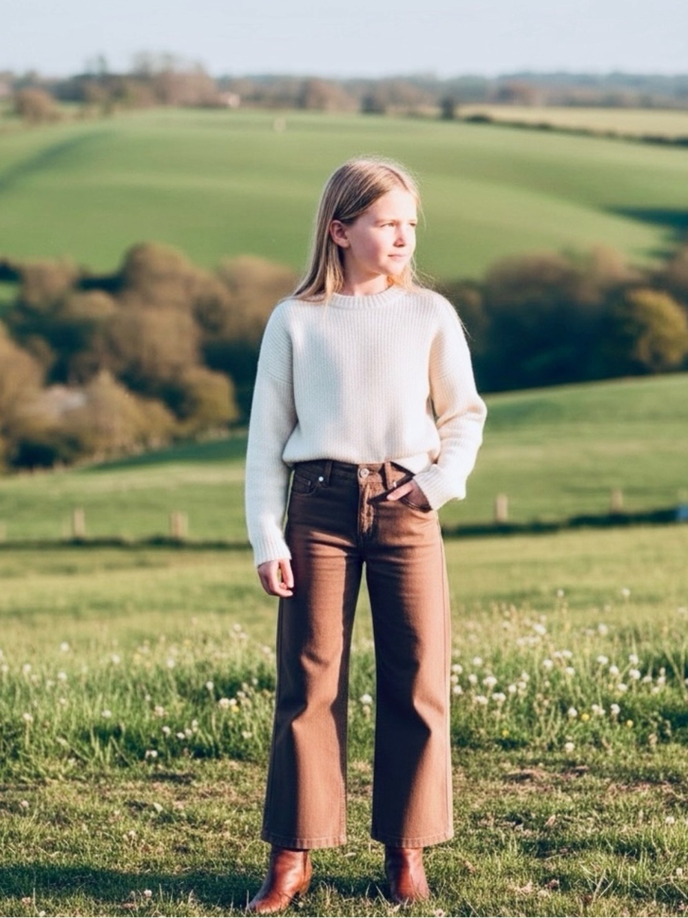 Zara Cocoa Brown Wide-Leg Marine Jeans